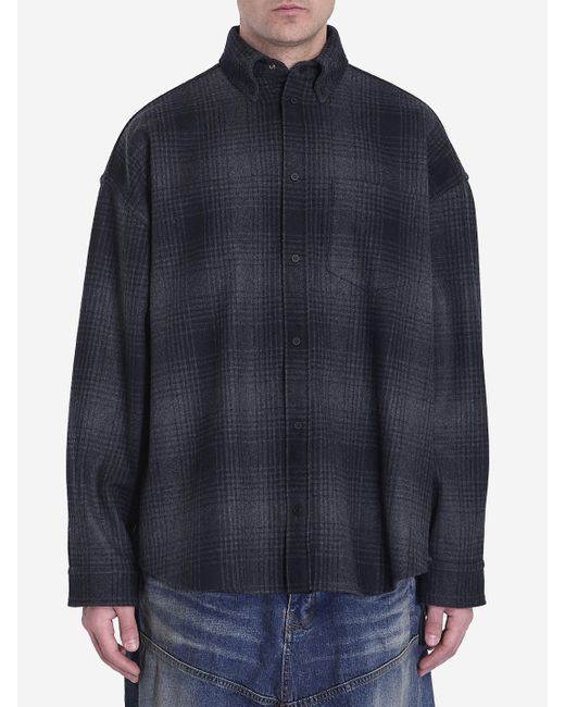 Balenciaga Blue Plaid Shirt for men