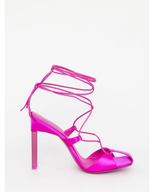 The Attico Pink Adele Lace-up Pumps