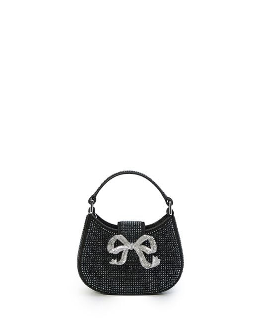self portrait バッグ Self-Portrait Crescent Bow Micro Bag in Black | Lyst