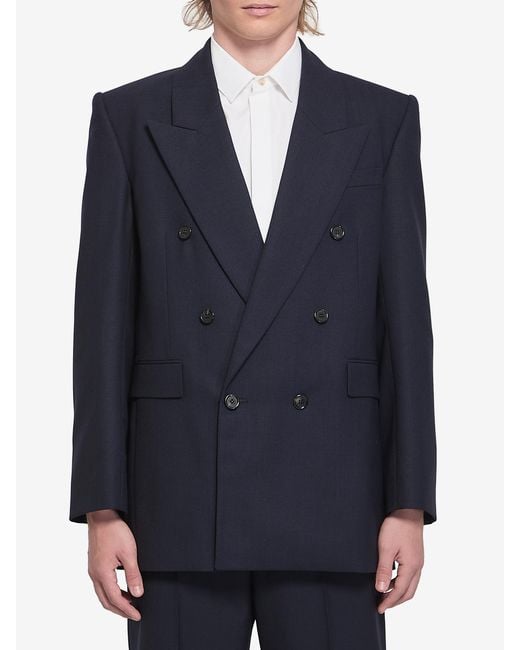 Saint Laurent Blue Doublebreasted Wool Jacket for men