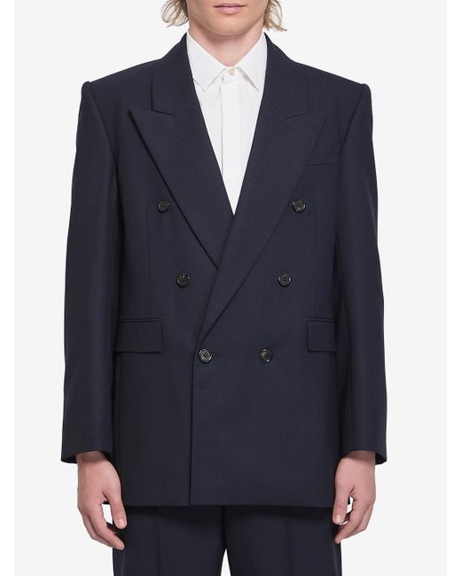 Saint Laurent Blue Doublebreasted Wool Jacket for men