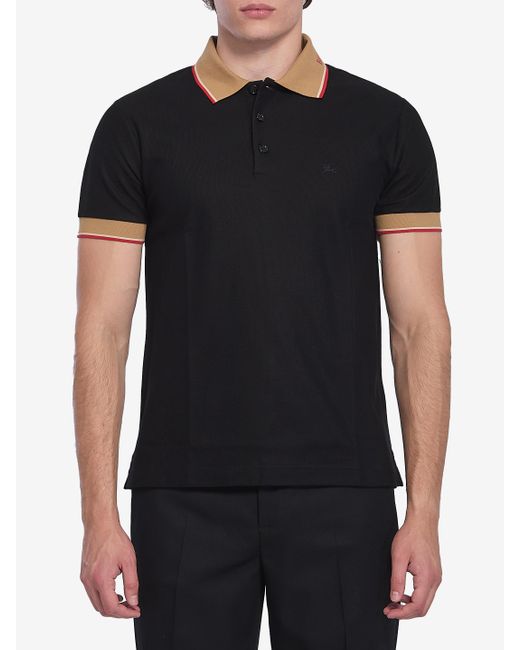 Burberry Black Piqu Cotton Polo Shirt for men