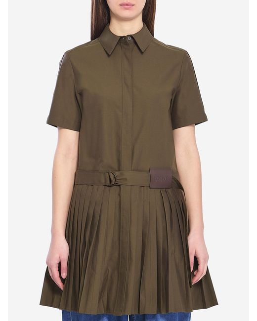 Loewe Green Mini Pleated Shirt Dress