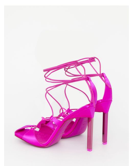 The Attico Pink Adele Lace-up Pumps