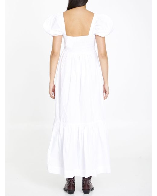 Ganni White Cotton Poplin Maxi Dress