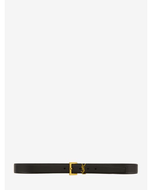 Saint Laurent White Monogram Thin Belt