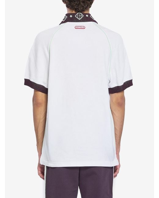 Casablanca White Piqu Cotton Polo Shirt for men
