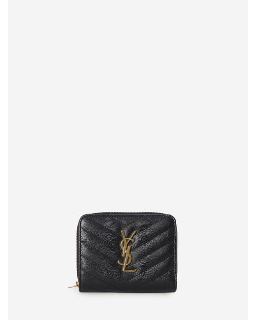 Saint Laurent Black Cassandre Matelass Compact Wallet