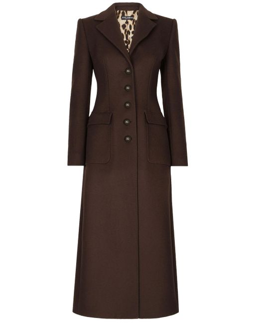 Dolce & Gabbana Brown Long Coat In Wool And Cashmere