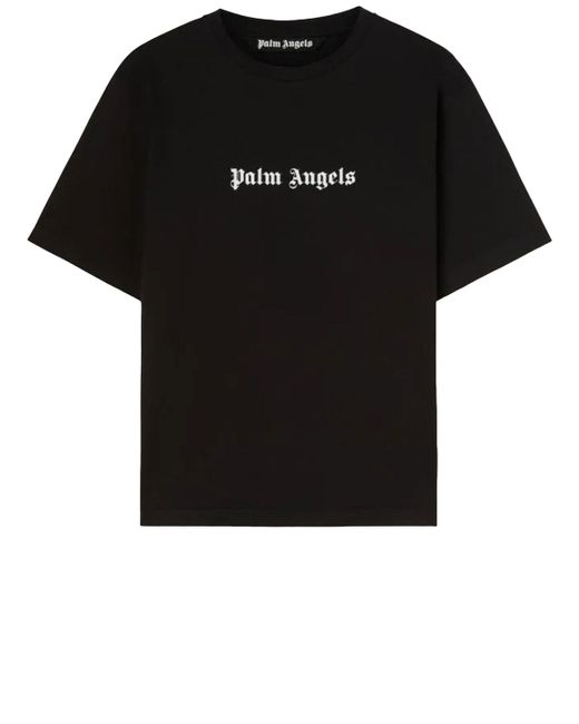 Palm Angels Black Logo-print Cotton T-shirt for men