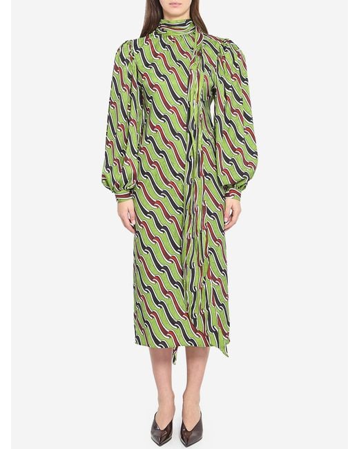 Gucci Green Printed Silk Dress