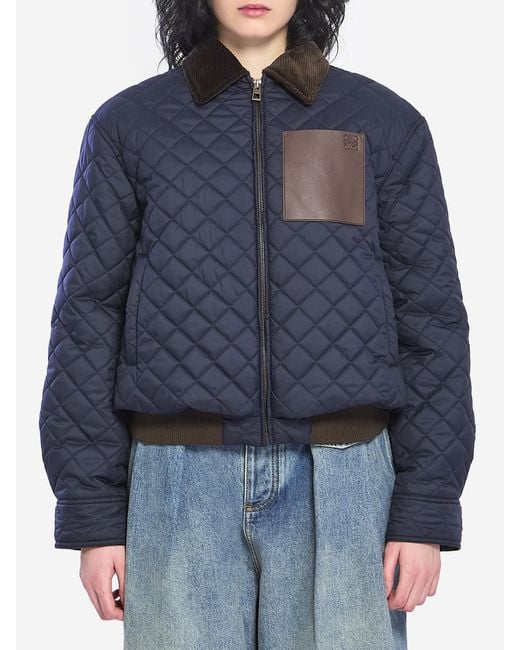 Loewe Blue Quilted Short Jacket