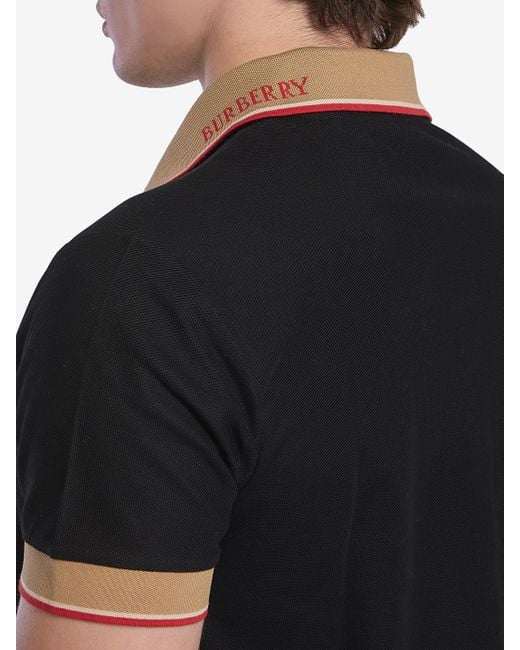 Burberry Black Piqu Cotton Polo Shirt for men