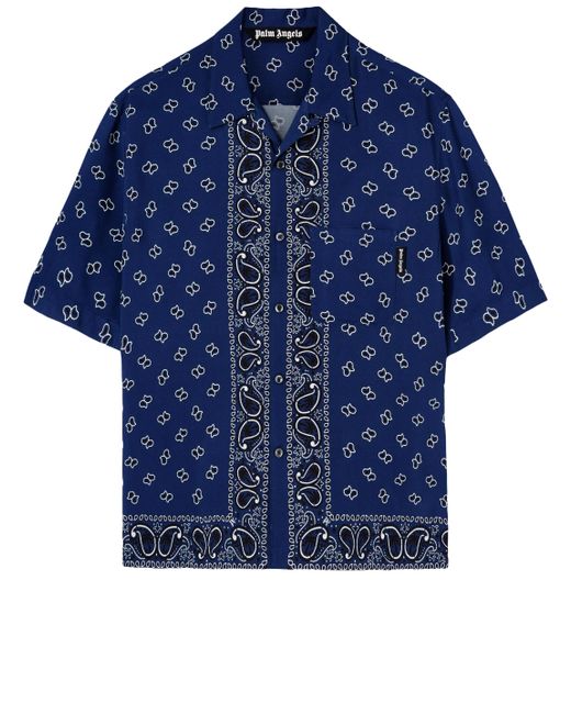 Palm Angels Blue Paisley Print Shirt for men