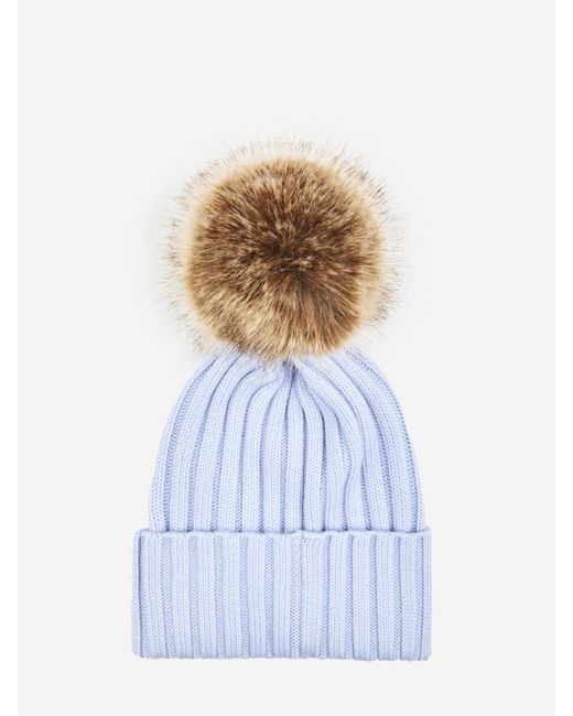 Moncler White Wool Beanie With Pom Pom