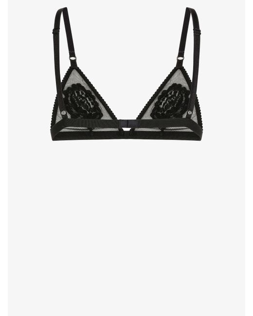 Dolce & Gabbana Black Floral Triangle Bra