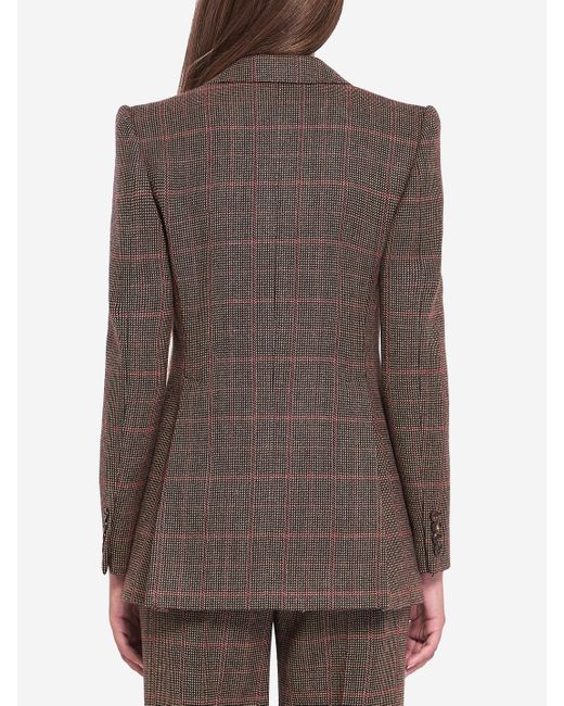 Chloé Brown Checked Wool Tailored Jacket