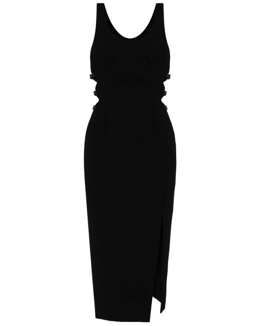Self-Portrait Black Crepe Bow Midi Dress