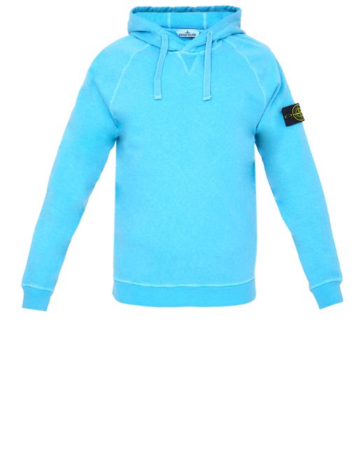 Stone Island Blue Turquoise Cotton Hoodie for men