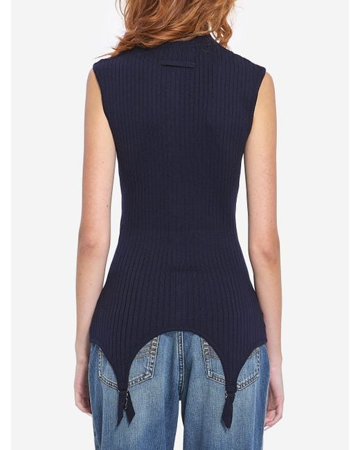 Jean Paul Gaultier Blue Top With Lingerie Garter