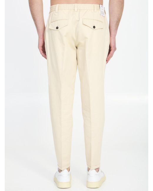 PT Torino White Cotton And Linen Trousers for men