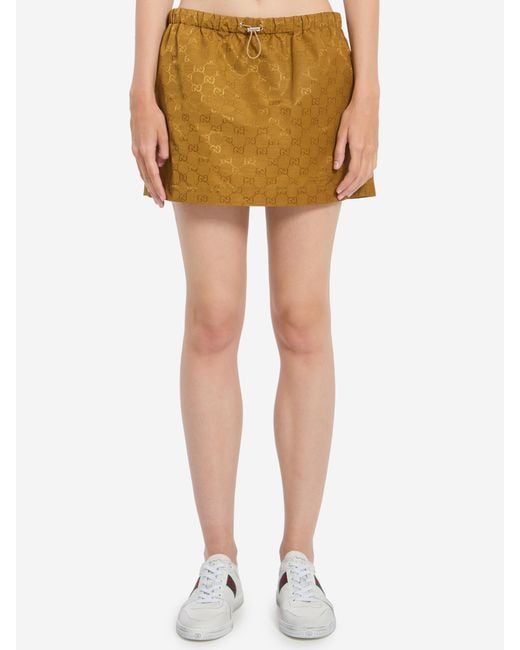 Gucci Yellow Gg Nylon Skirt
