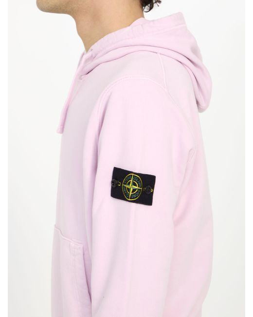 Stone Island Pink Cotton Hoodie for men