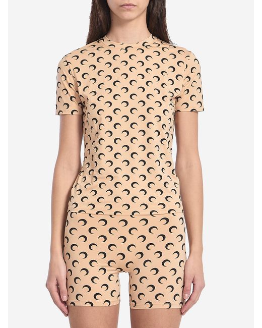 MARINE SERRE Natural Moon Jersey Shortsleeve Top