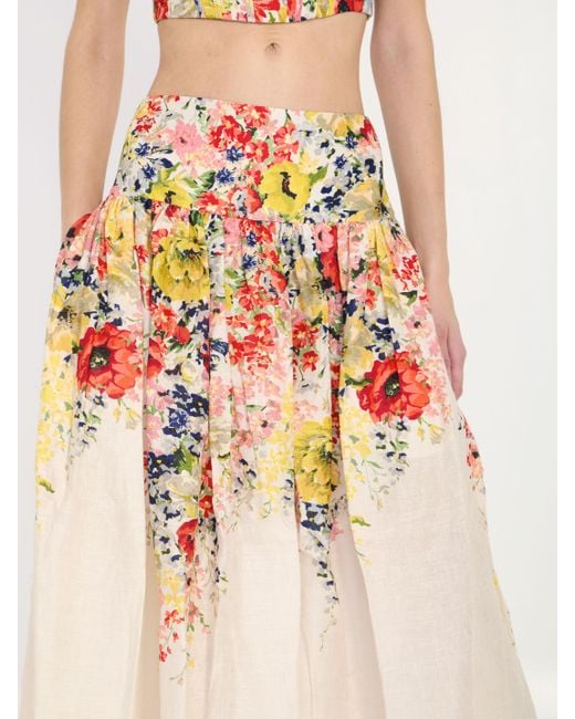 Gonna alight midi ivory floral di Zimmermann in White