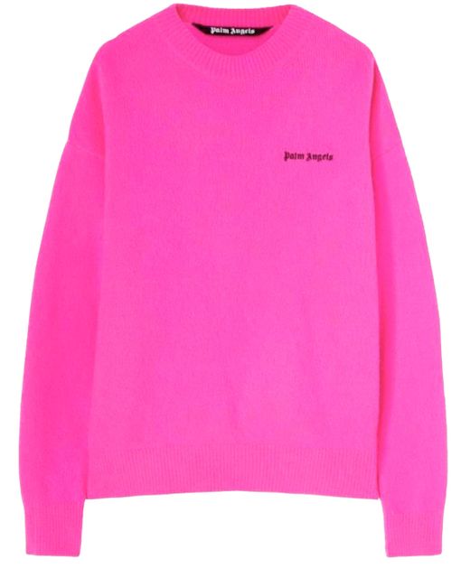 Maglione Con Logo di Palm Angels in Pink da Uomo
