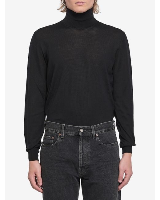 Saint Laurent Black Wool Turtleneck Sweater for men