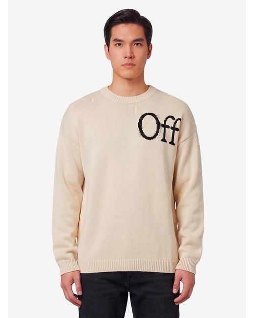 Off-White c/o Virgil Abloh Natural Bookish Shared Crewneck Sweater for men