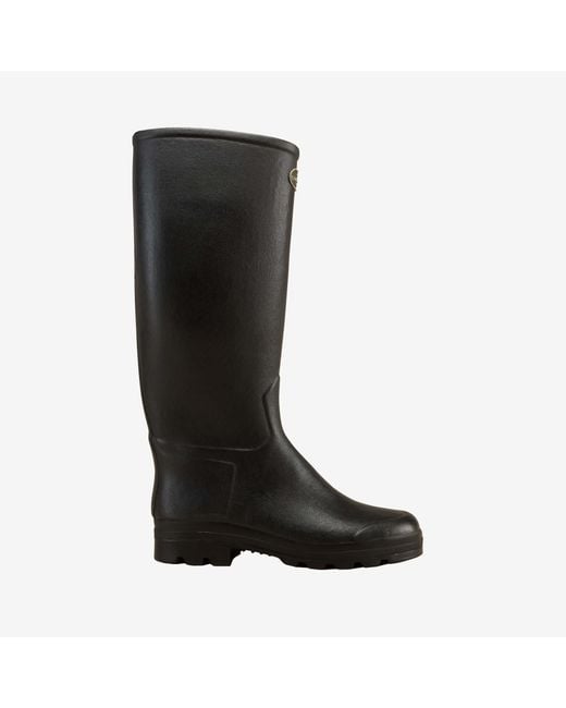 Le Chameau Black Saint Hubert Leather Lined Wellington Boot for men