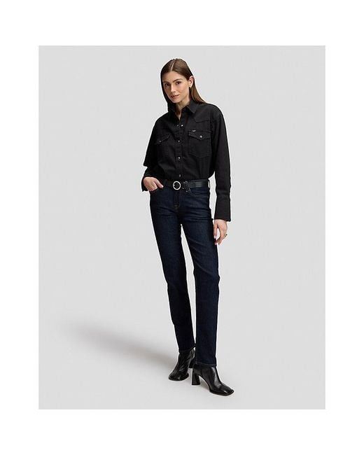 Lee Jeans Blue Leather Circle Buckle Belt