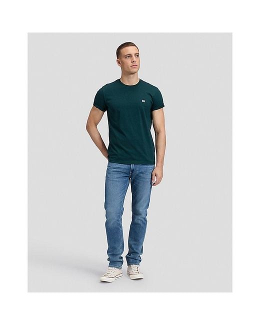Lee Jeans Green Regular Patch Logo Short Sve Tee for men