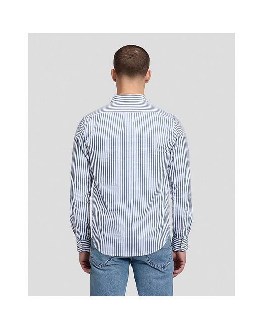 Lee Jeans Blue Regular Lightweight Button Down Shirt for men