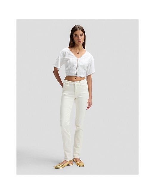 Lee Jeans White Regular Tied Back Blouse