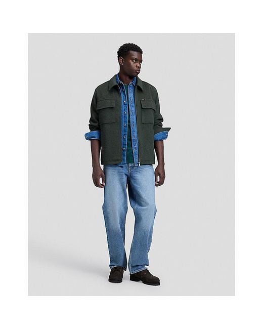 Lee Jeans Black Relaxed Utility Wool Jacket for men