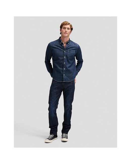 Lee Jeans Blue Regular Lightweight Button Down Shirt for men