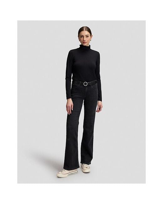 Lee Jeans Black Slim Long Sve Turtleneck Top