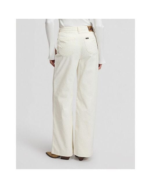 Lee Jeans White Stella Wide Leg Corduroy Trousers Size 24X31