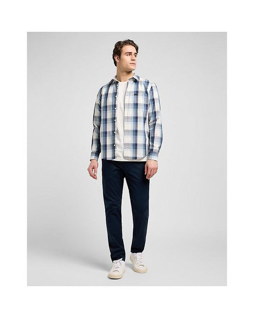 Lee Jeans Blue Regular Lightweight Button Down Shirt for men