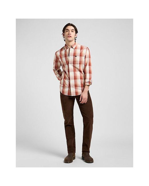 Lee Jeans Pink Regular Lightweight Button Down Shirt for men