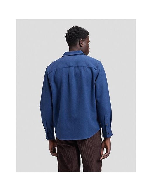 Lee Jeans Blue Workwear Relaxed No Pocket Button Down Shirt for men