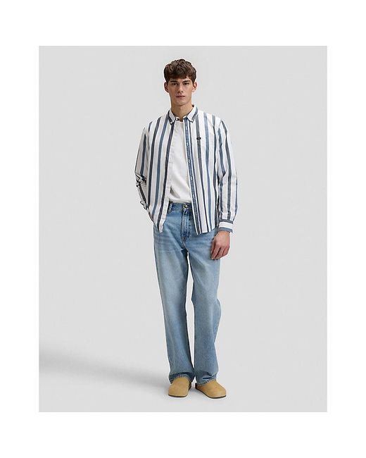 Lee Jeans Blue Regular Lightweight Button Down Shirt for men