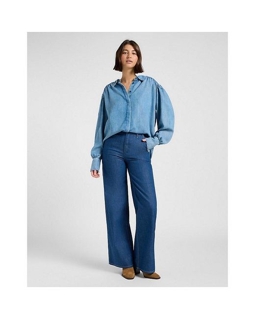 Lee Jeans Blue Regular Statement Collar Shirt
