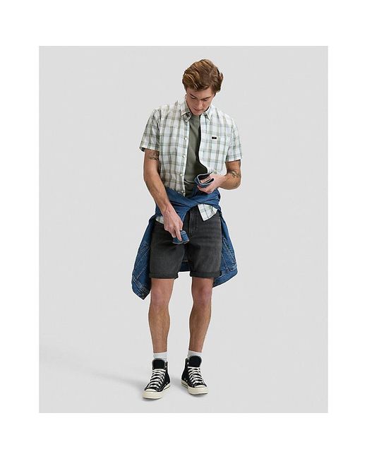 Lee Jeans Gray Regular Short Sve Button Down Shirt for men