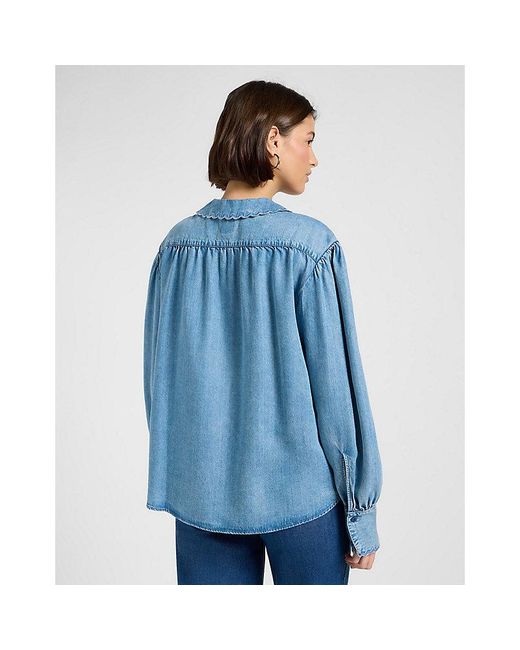 Lee Jeans Blue Regular Statement Collar Shirt