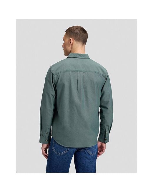 Lee Jeans Green Workwear Relaxed No Pocket Button Down Shirt for men