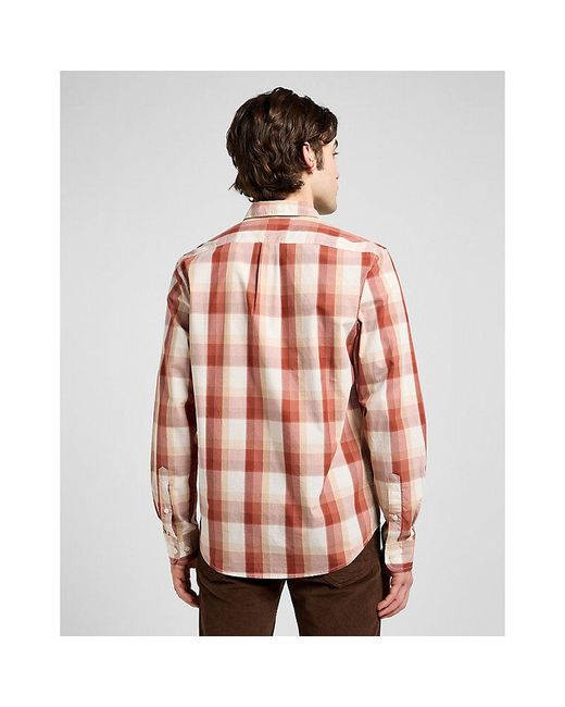 Lee Jeans Pink Regular Lightweight Button Down Shirt for men